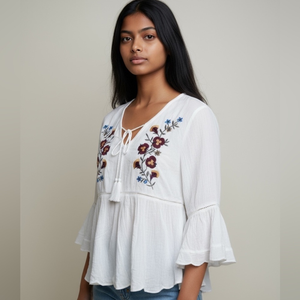 CLICHE’ boutique lady size large 100% cotton blouse, new embroidered - Picture 14 of 14